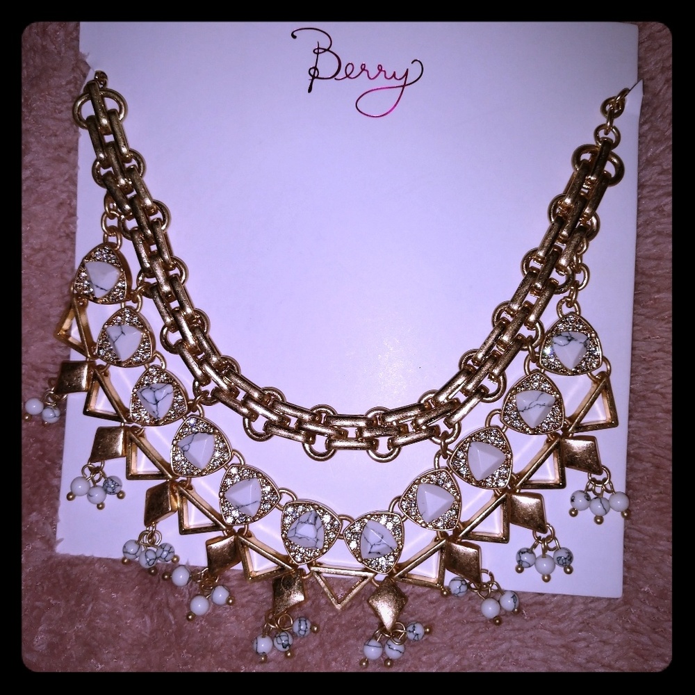 Gold and white statement necklace